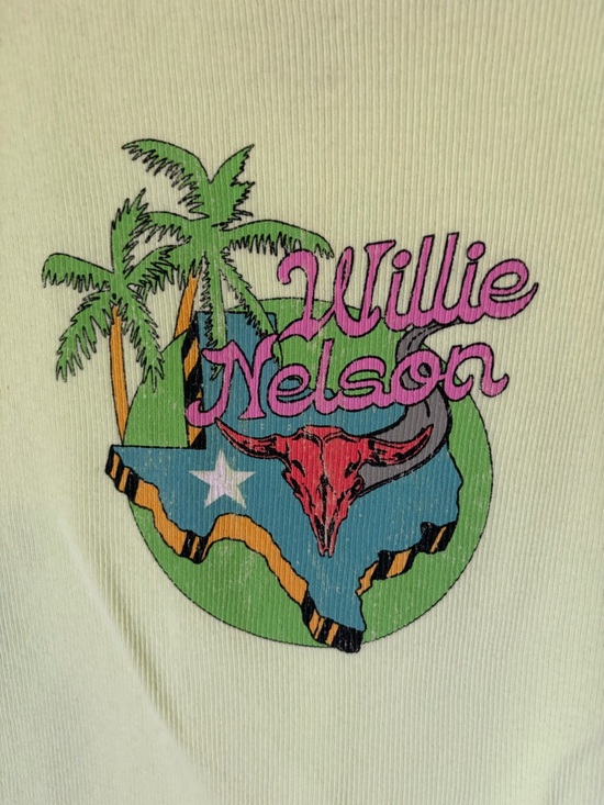 Willie Nelson Texas Skull Tank Top Festival Concert Tour Lime Green XXL - Picture 3 of 5